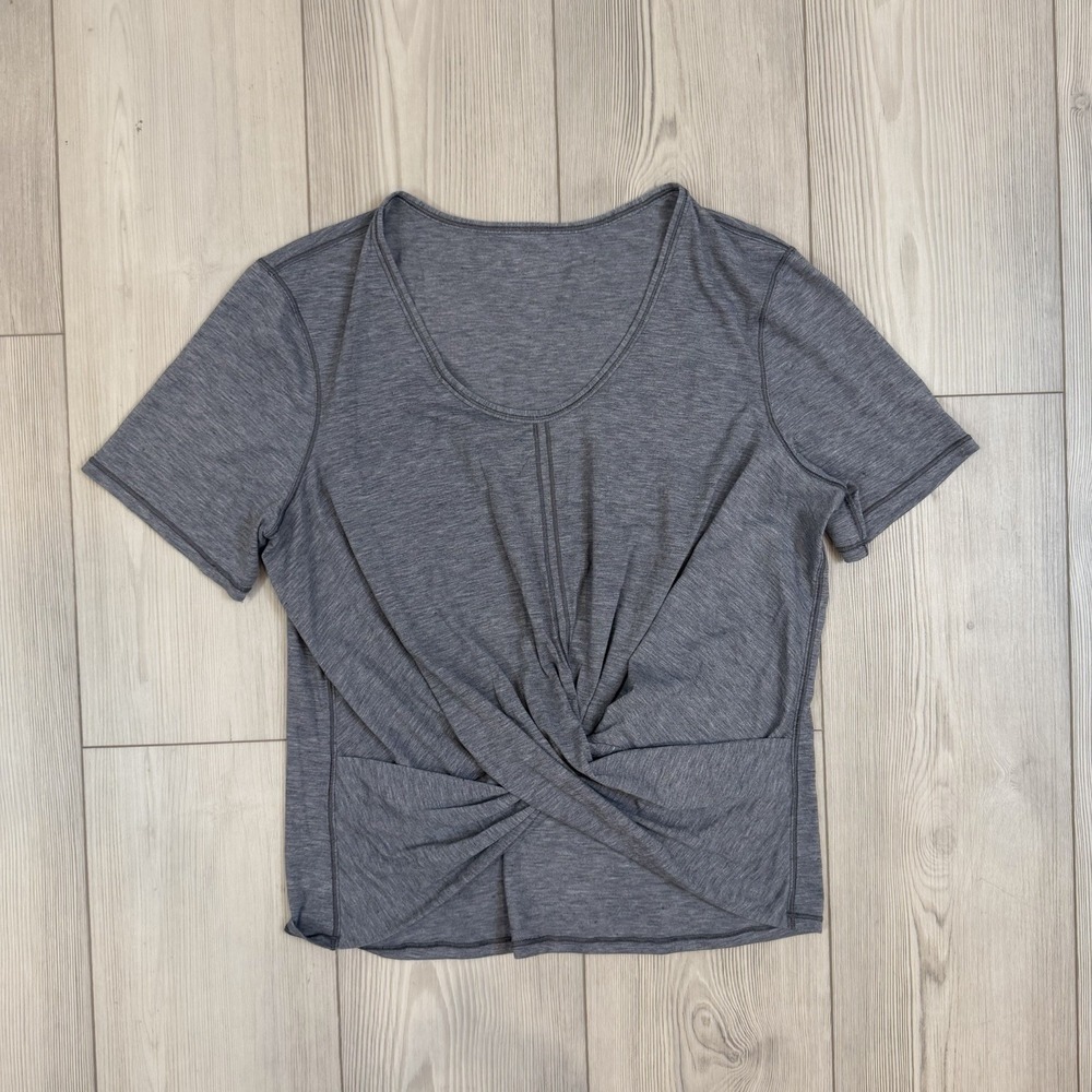 Lululemon Gray Do the Daily Cross Front Tee Top Size 6 ? 8? Short Sleeve